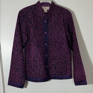 Anü by Natural Purple 100% Silk Patterned Floral REVERSIBLE Jacket